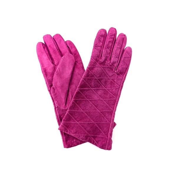 Van Raalte Magenta Vintage Leather Diamond Pattern Women's Gloves Size Small/Med - Picture 1 of 7